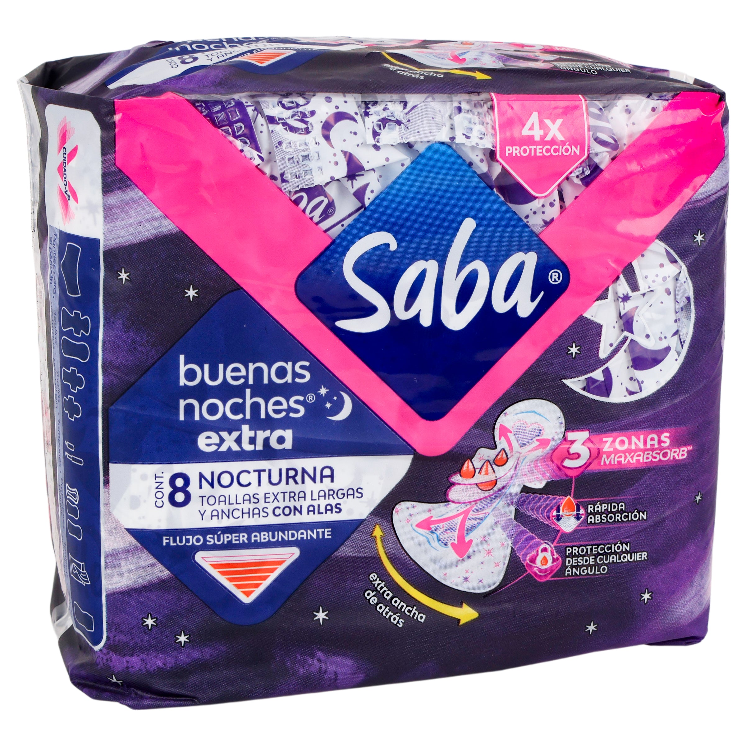 Toallas Sanitarias Saba B-Noche Extra Con A 8-2