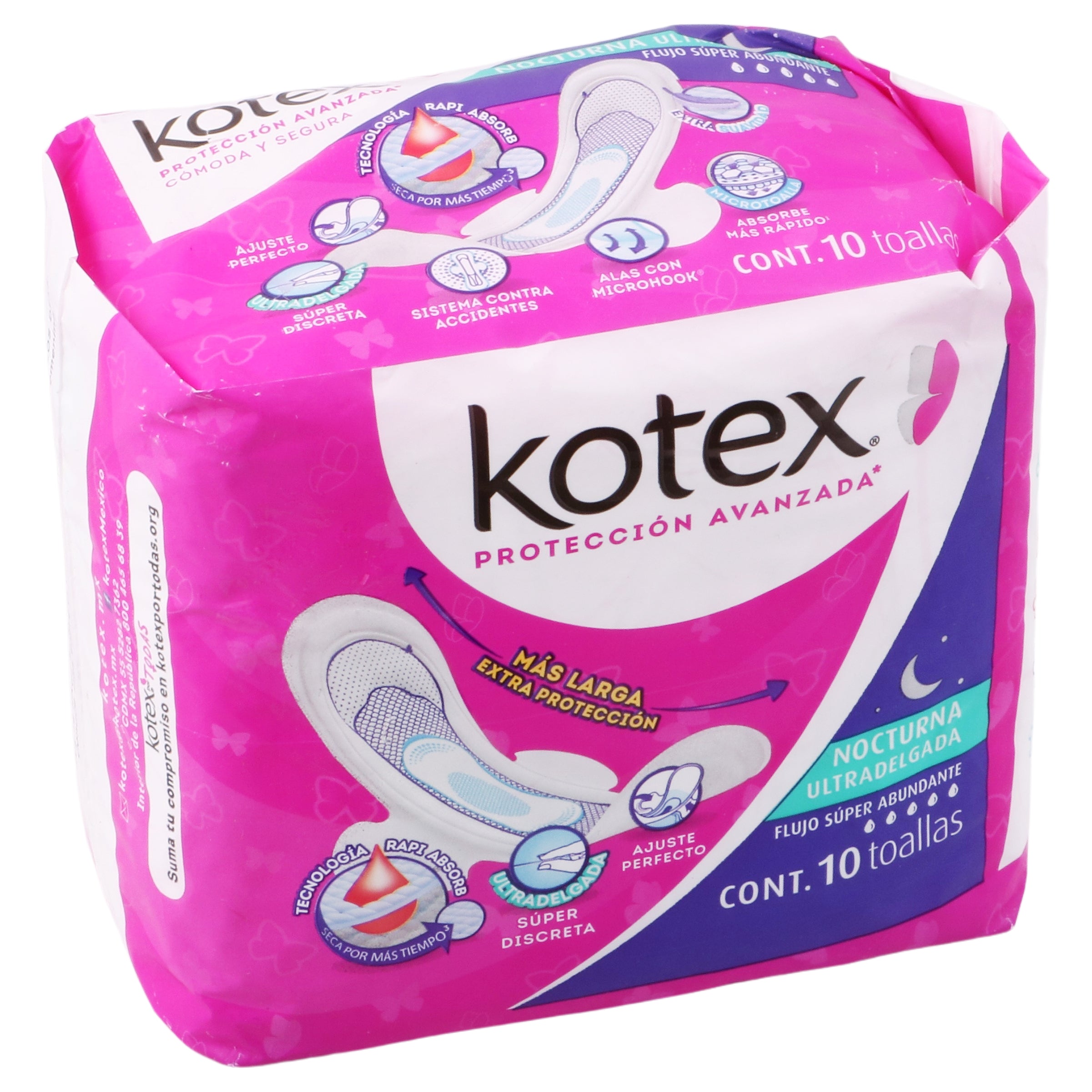 Toallas Sanitarias Kotex Nocturna Ultra Delgada Con 10 Piezas-2