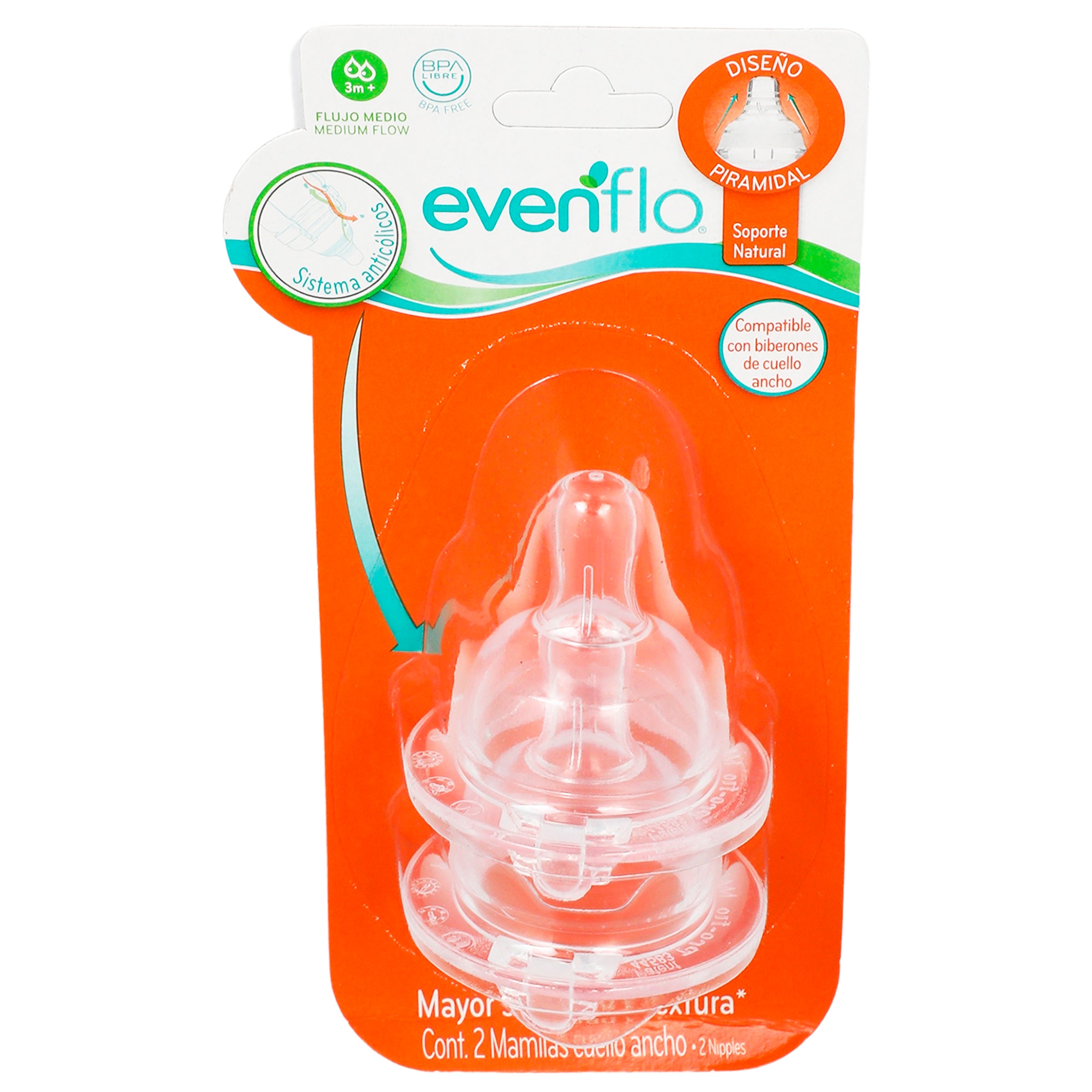 Mamila Evenflo Silicon Fluido Mediano Con 2-3