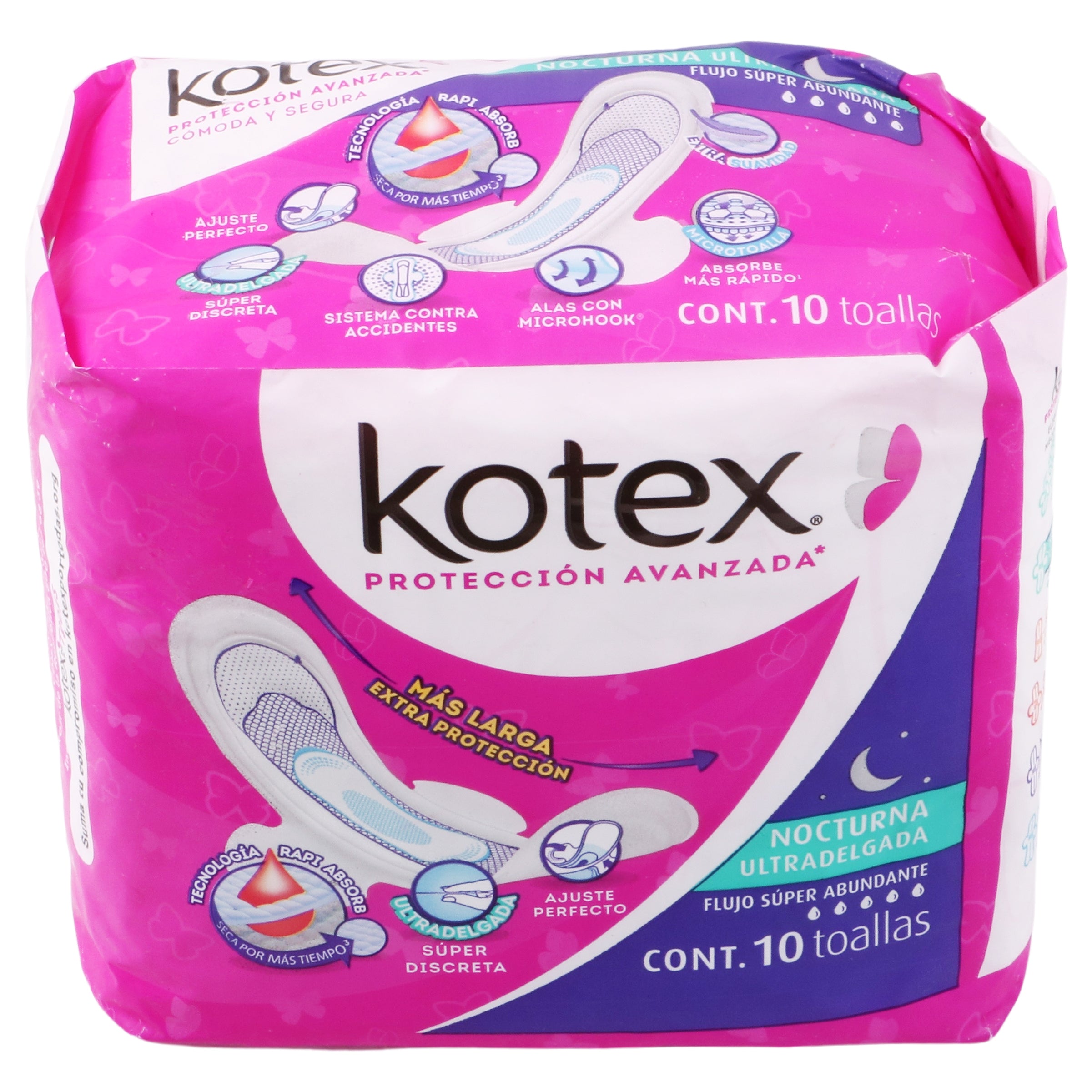 Toallas Sanitarias Kotex Nocturna Ultra Delgada Con 10 Piezas-3