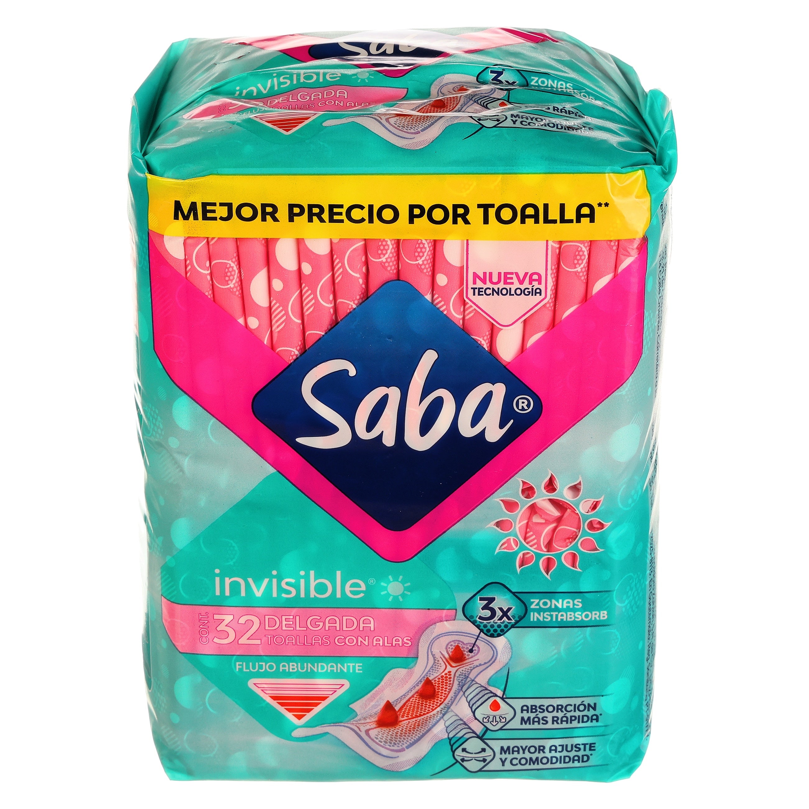 Toallas Sanitarias Saba Invisible Delgada Con 32 Piezas-3