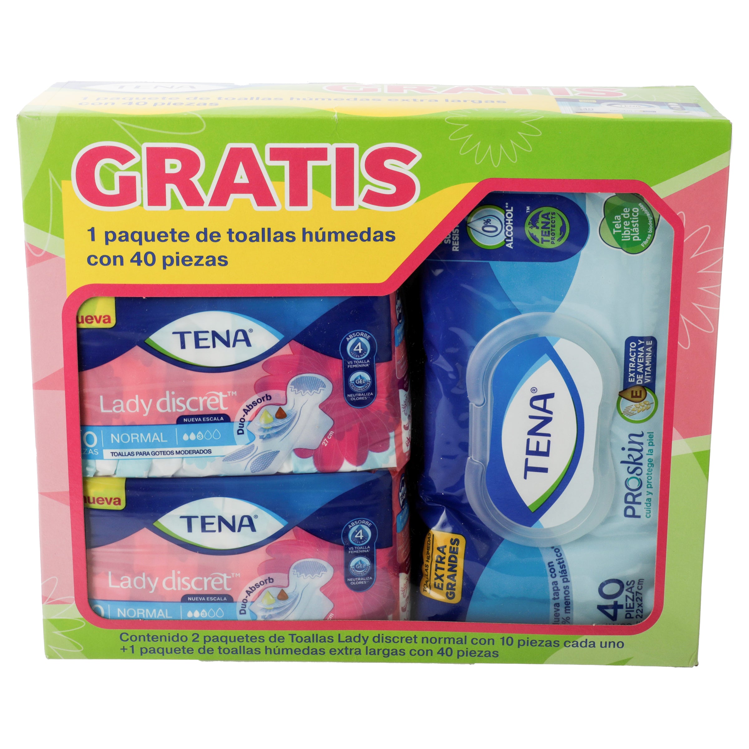 Toallas Sanitarias Tena Lady Con 10 Duo+ Toallitas Humedas-3