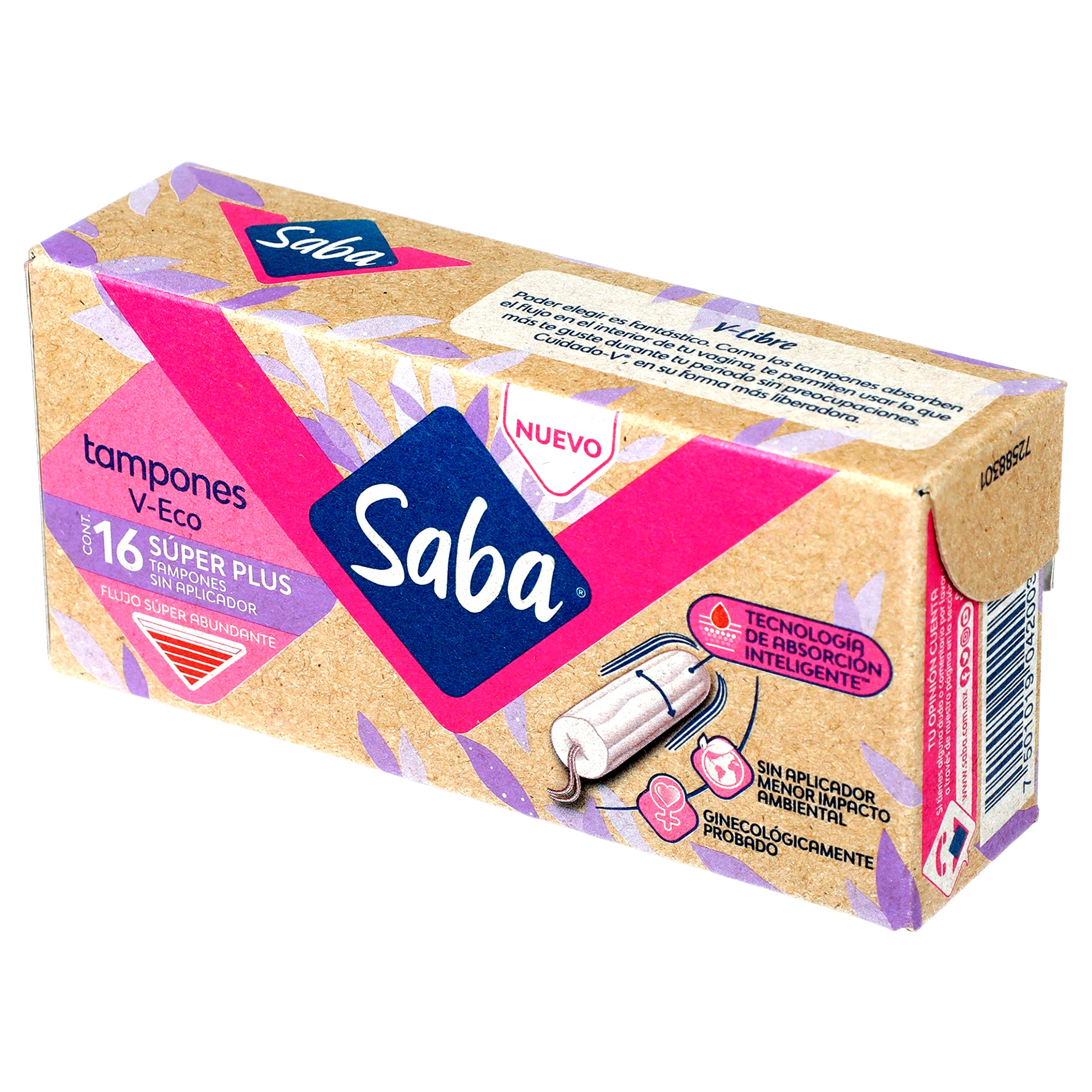 Tampones Saba V-Eco Super Plus Con 16 Piezas-3