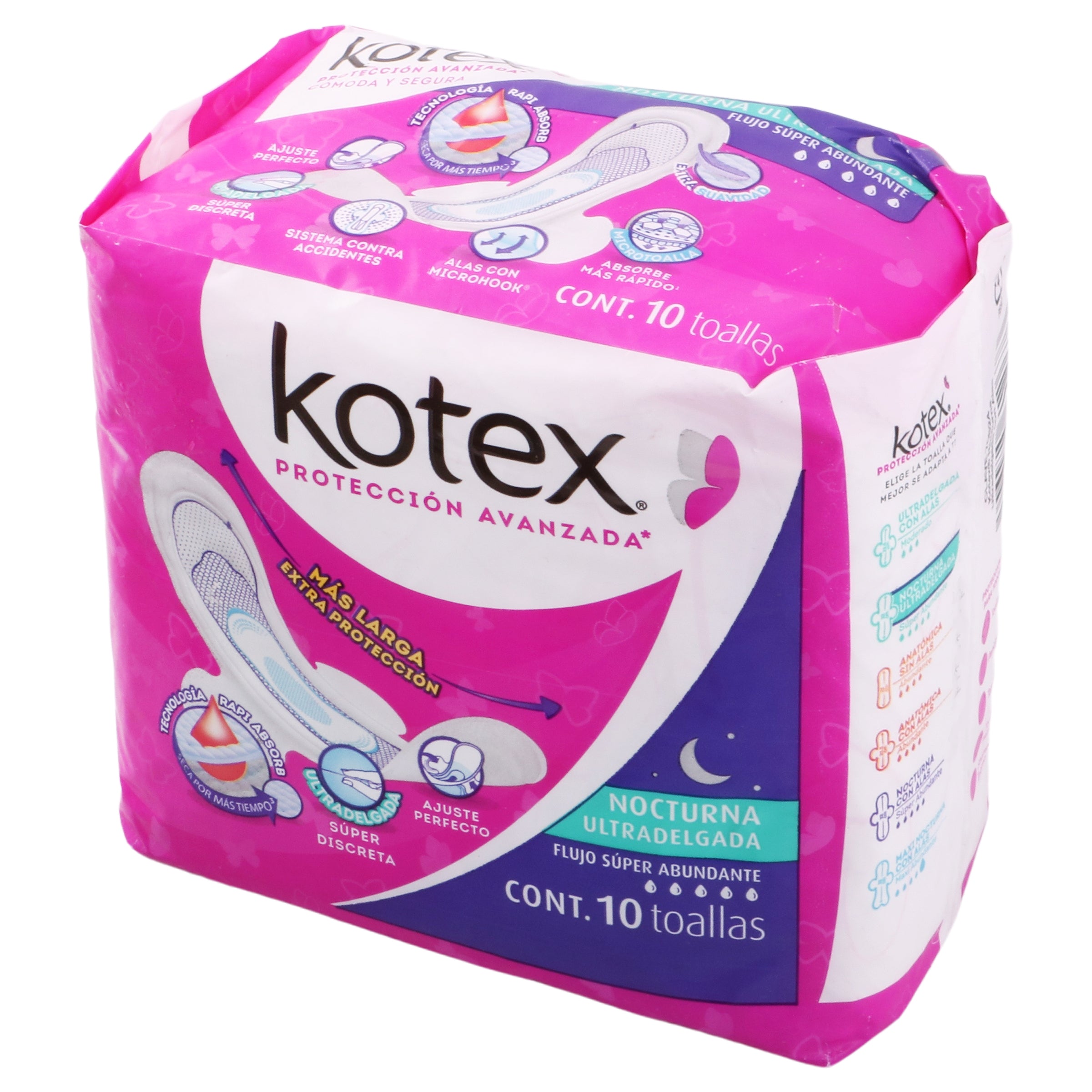 Toallas Sanitarias Kotex Nocturna Ultra Delgada Con 10 Piezas-4