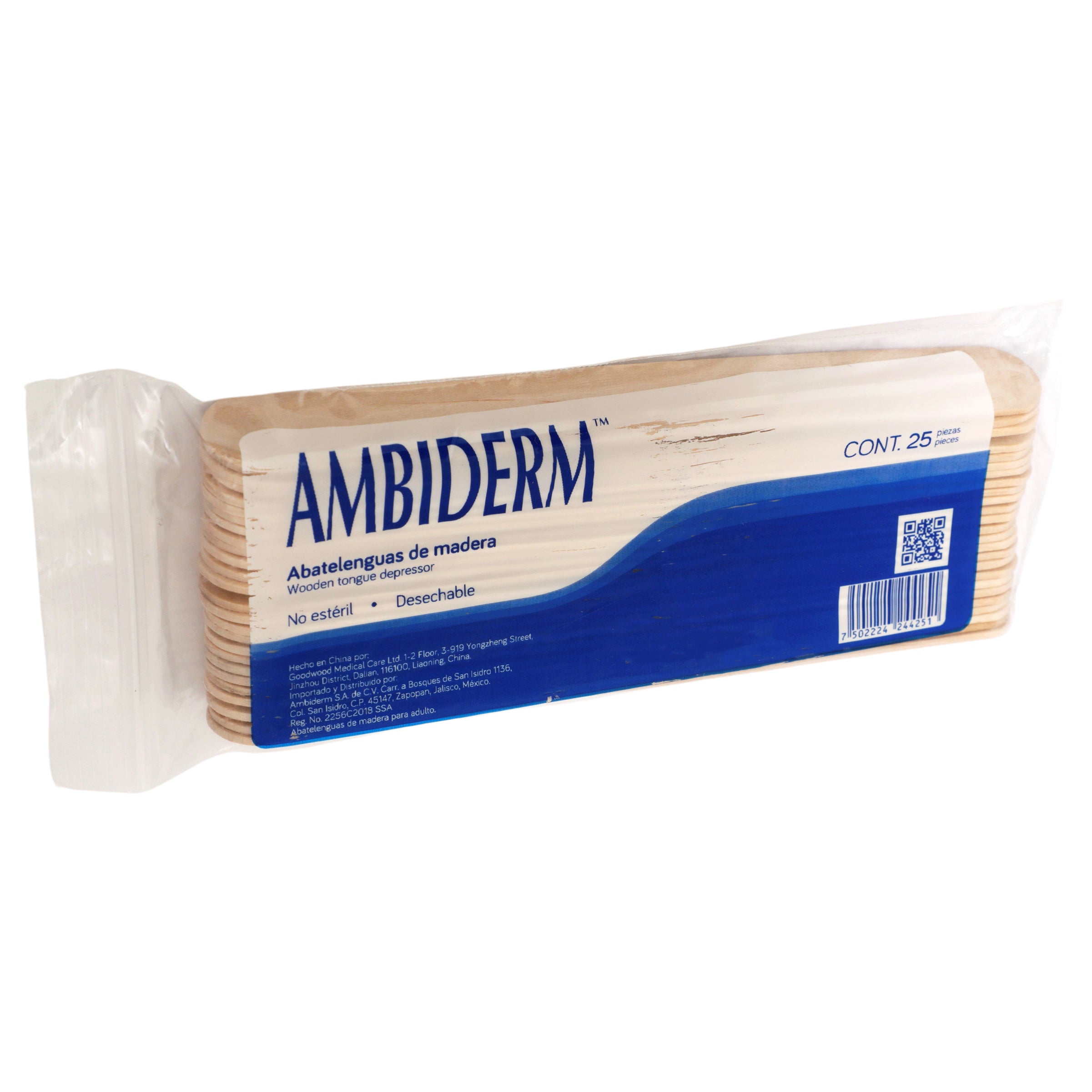 Abatelenguas De Madera Con 25 Piezas Ambiderm-2