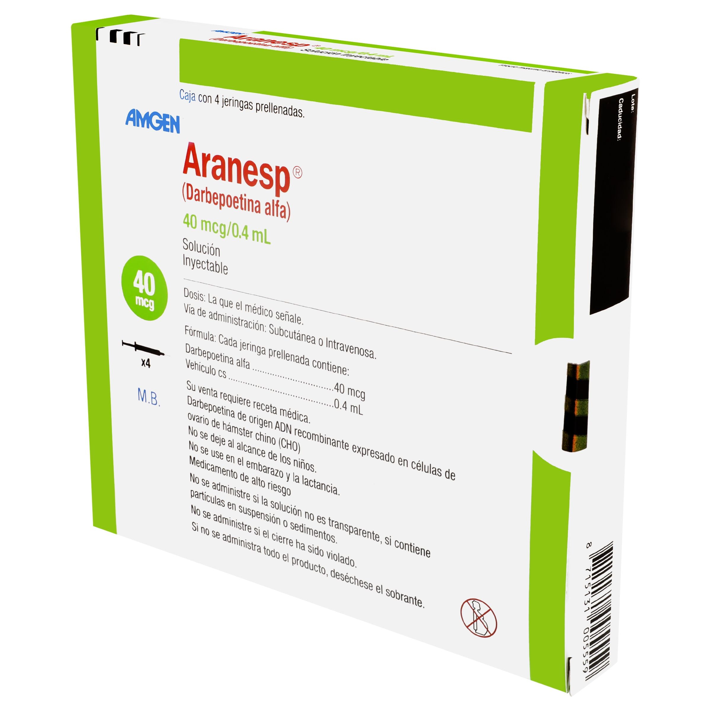 Aranesp 40 Mcg/0.4 Ml  Con 4 Jeringas Prellenadas-3