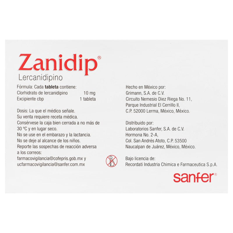 Zanidip 10 Mg Tabletas 10 7501070615437 7
