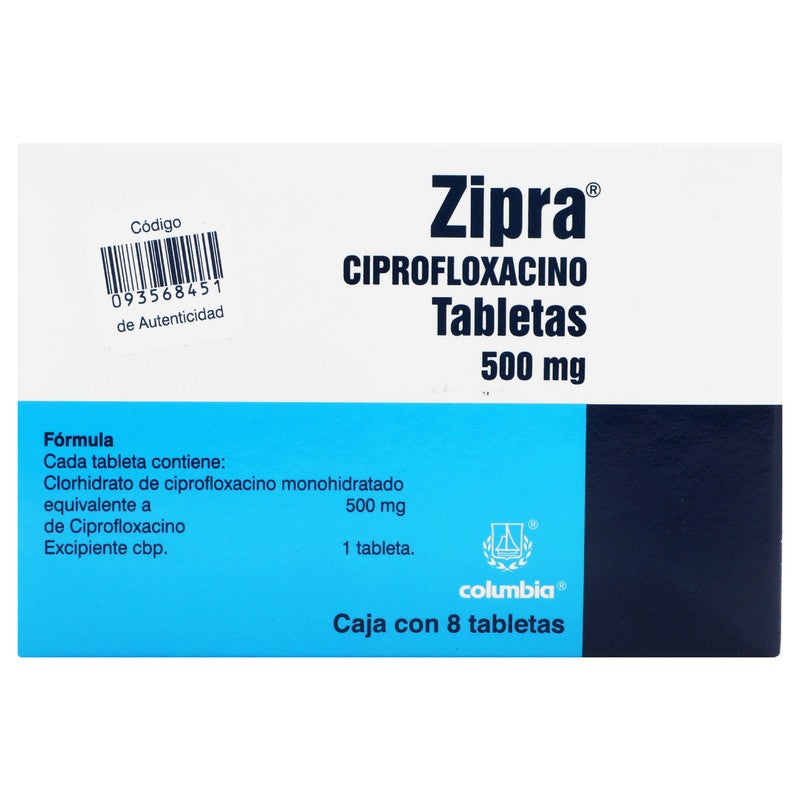 Zipra Ciprofloxacino 500 Mg Con 8 Tabletas 7501086317455 7