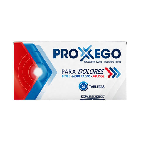 Proxego (Paracetamol Ibuprofeno) 500/150 Miligramos  Con 16 Tabletas