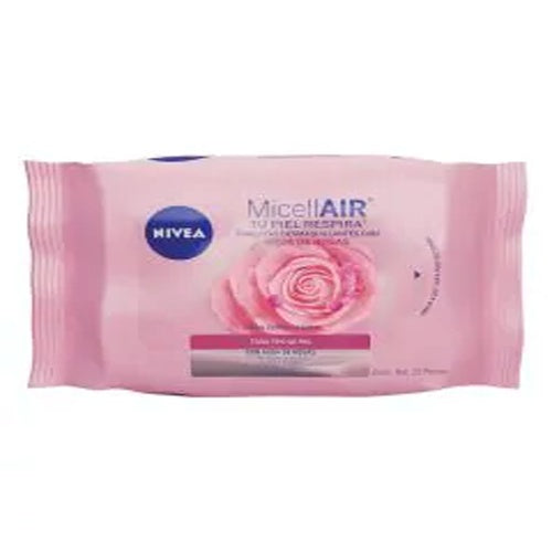 TOALLITAS DESMAQUILLANTE NIVEA AGUA DE ROSAS CON 25 PIEZAS