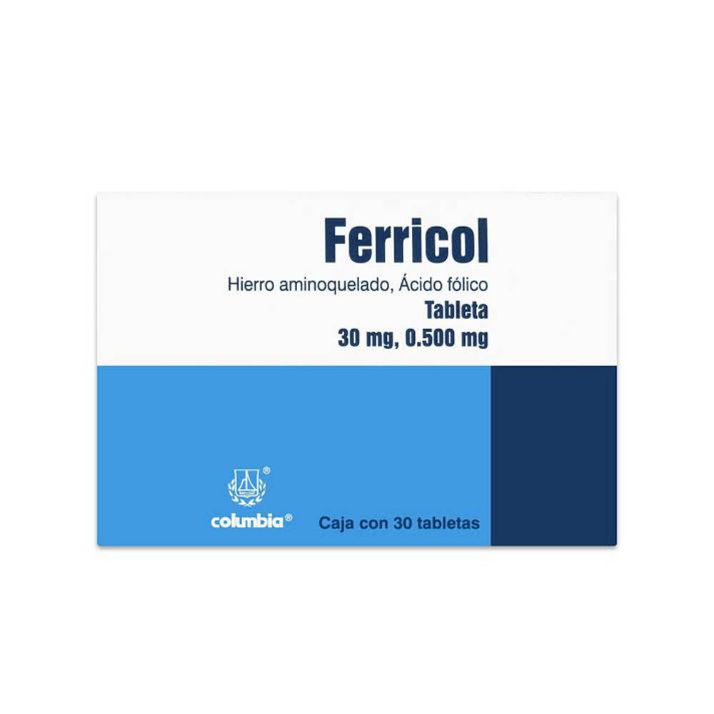 Ferricol 30 Mg/500 Mcg Tabletas Con 30