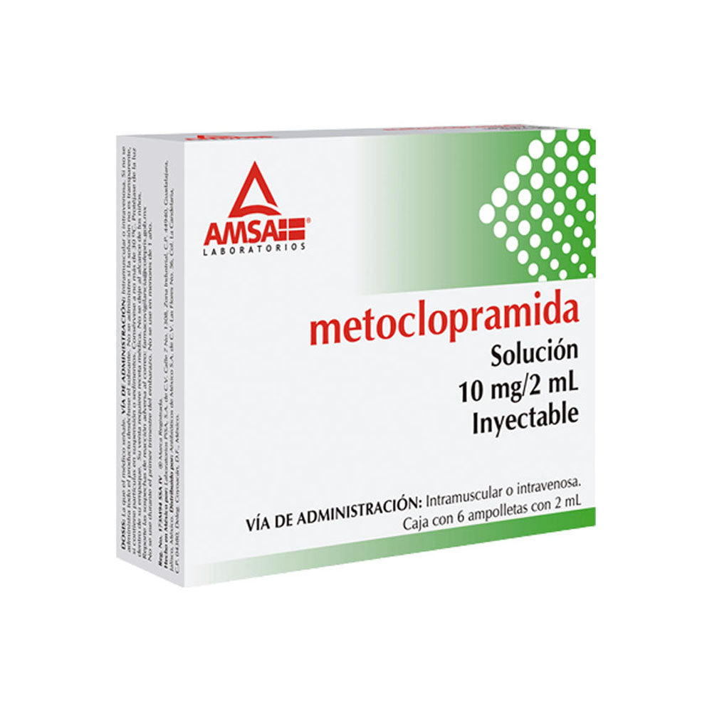 Metoclopramida 10 Mg C/6 Ampolletas 2 Ml Amsa