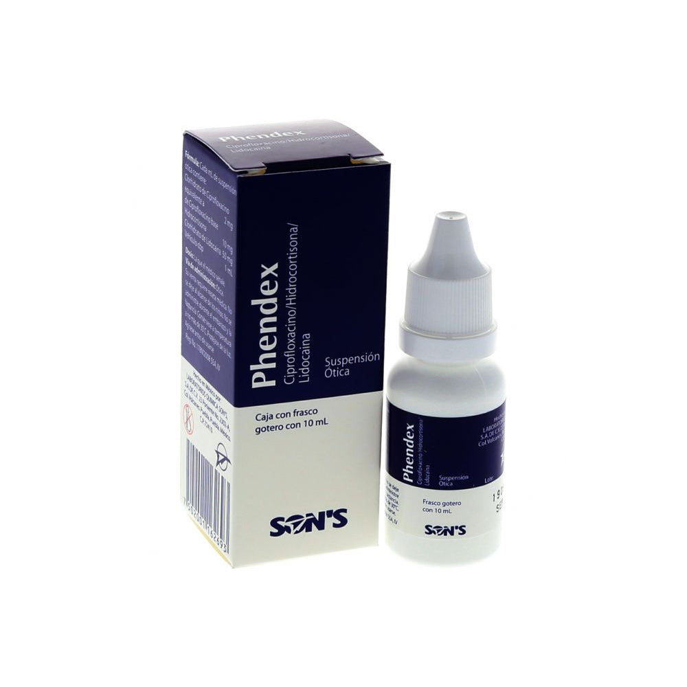 PHENDEX (CIPROFLOXACINO/HIDROCORTISONA/LIDOCAINA) OTICA 10 ML (OTO ENI)