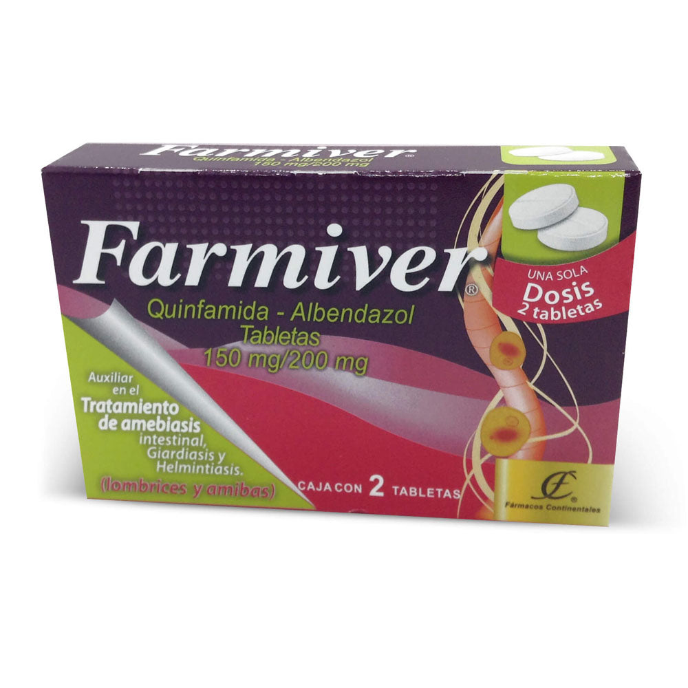 Farmiver 150 Mg/200 Mg C/2 Tabletas (Quinfamida/Albendazol)