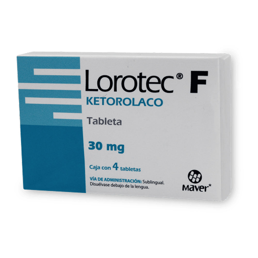 Lorotec-F (Ketorolaco) 30 Mg Con 4 Tabletas Sublinguales