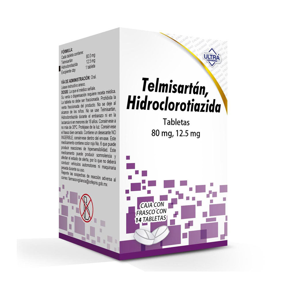 Telmisartan/Hidroclorotiazida 80/12.5Mg Con 14 Tabletas