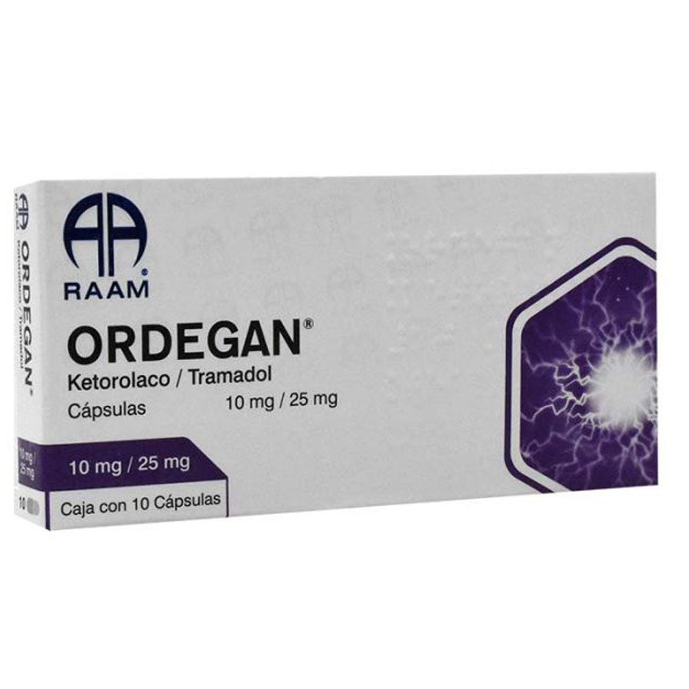 ORDEGAN (KETOROLACO/TRAMADOL) 10 MG/25 MG CON 10 CAPSULAS