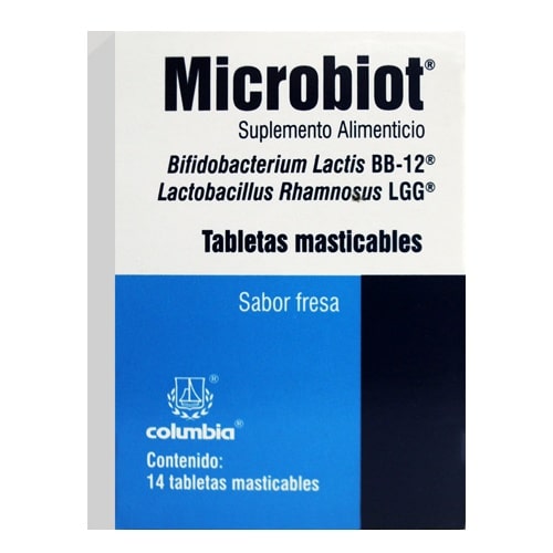 MICROBIOT SUPLEMENTO ALIMENTICIO CON 14 TABLETAS MASTICABLES FRESA